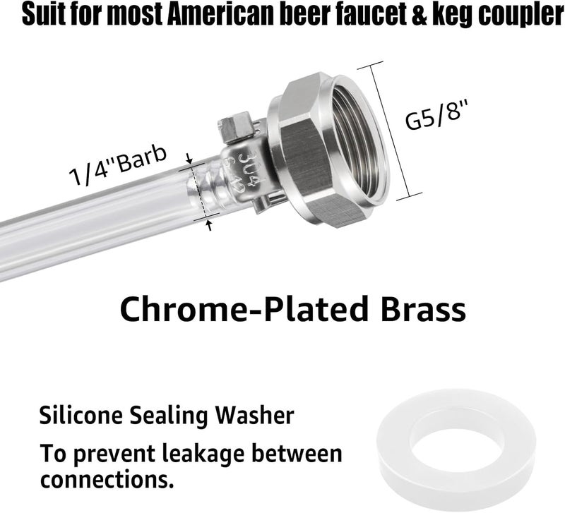 MRbrew Draft Beer Line with Barb Connector, Kegerator Accessory Kit Beer tower Brewing Tubing Hose, 5 Feet Clear Vinyl Tubing Draft Beer Dispensing 3/16" ID 7/16" OD Tubing Hose for Beer Tap D Coupler - Image 4